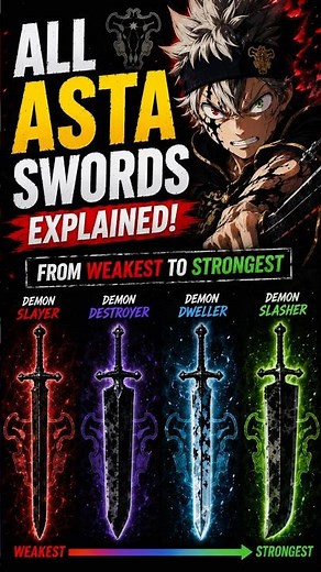 Asta All Swords Ranked And Explained in Black Clover| #shorts #anime #blackclover #asta #yuno #yami