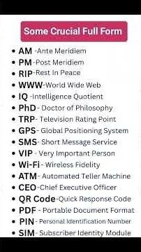 Some Crucial Full Forms You Must Know #english #education