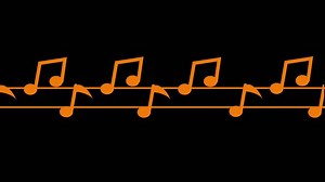 Download A rhythmic and stylish design showcasing a line of orange musical notes on a dark background, creating a vibrant musical-themed visual. for free