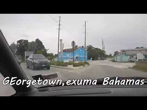 EXUMA BAHAMAS:DRIVING downtown Georgetown