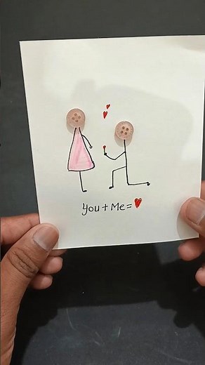 You + Me ❤️ Simple Romantic Card | DIY Button Craft Tutorial #trending #diy #art
