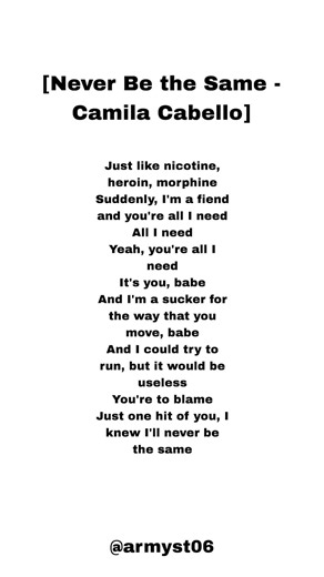 Camilla cabello - never be the same (lyrics)
