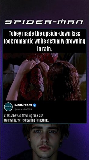 Spider-Man (2002), Tobey Makes the Upside Down Kiss Iconic While Basically Drowning in the Rain