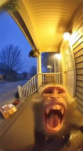 Monkey Reacts to Sudden Flood! Caught on Camera 🌊🐒 #cctv #ringdoorbell #homesecurity