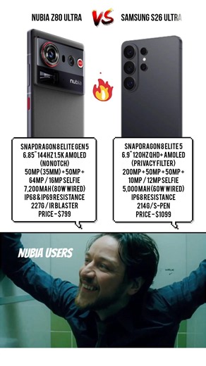 Samsung S26 Ultra vs Nubia Z80 Ultra: Which Snapdragon 8 Elite Gen 5 Beast Wins? 👑 #shorts #samsung