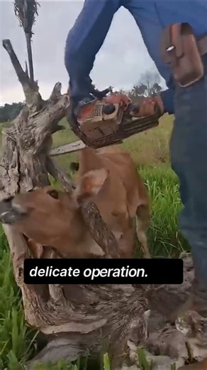 Calf Trapped Inside a Tree Trunk – Farmer’s Risky Rescue Saves Its Life!