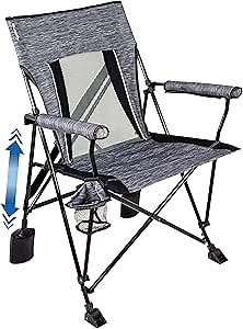 Kijaro Rok-it, Rocking Camp Chair - Enjoy The Outdoors with a Rocker Camp Chair - Multipurpose Portable Rocking Chair, Folding Chair, Lawn Chair, and Sports Chair - Hallett Peak Gray