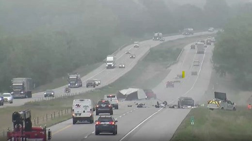 Watch: Iowa DOT video shows scary moment when a car merging on I-380 causes a crash