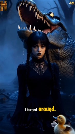 Wednesday Addams rescues a duckling… and destroys a crocodile!