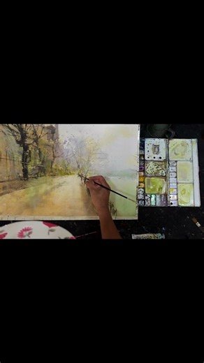 。Fan Brush Watercolor Landscapes。衣昕水彩。