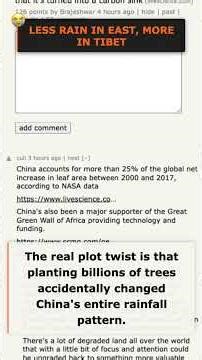 #China turned a dead desert into a carbon sink by planting billions of trees #HackerNews