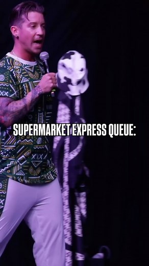 A scene from one of my live shows during 2023’s “Africa Is A Feeling” debut. And oh is it a feeling right? Not even the express checkout lane will keep South Africans from bending the rules for 12 items or less! Mzansi, I cannot WAIT to bring it home with my new special later this year! 🇿🇦❤️‍🔥 | Kevin Fraser