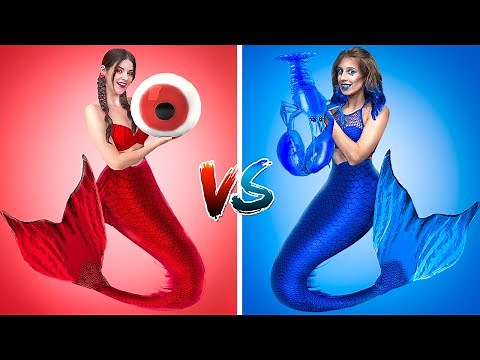 Red vs Blue Color Challenge! One Color for 24 Hours