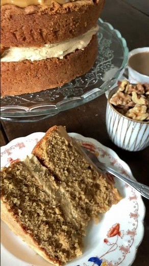 Coffee and Walnut Cake made with Camp Coffee