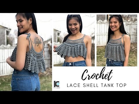 HOW TO CROCHET TANK TOP : Crochet Lace Shell Tank top ( Free Pattern Sizes XS - XXL )