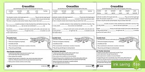 F-2 Australian Animals Crocodiles Differentiated Worksheets