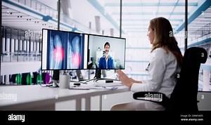 Online Video Conference With Doctor. Xray Feet Videochat Stock Photo - Alamy