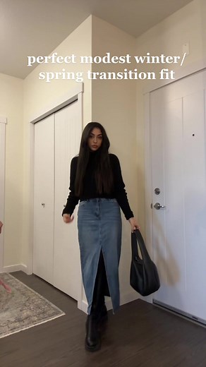Easy Styling Tips for Modest Denim Skirts | Modest Winter & Spring Outfit Ideas
