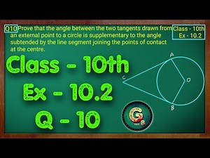 Class - 10 Ex - 10.2 Q10 Maths (Cirlces) NCERT CBSE