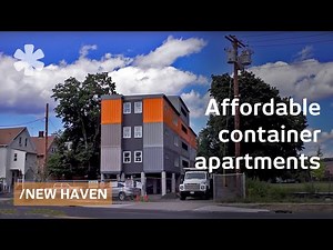 Stacked cargo containers in New Haven's "LEGO" apartments