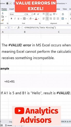 Avoiding Value Errors in Excel: A Quick Guide #shorts