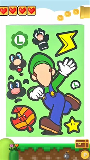 Luigi Super Mario Sticker Asmr 🍄 루이지 슈퍼마리오 스티커 꾸미기 | ルイージ