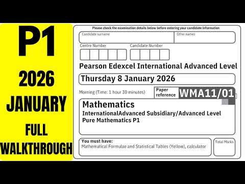 Edexcel IAL Pure Mathematics P1 (WMA11/01) January 2026 | Walkthrough Solutions Theory Explanations