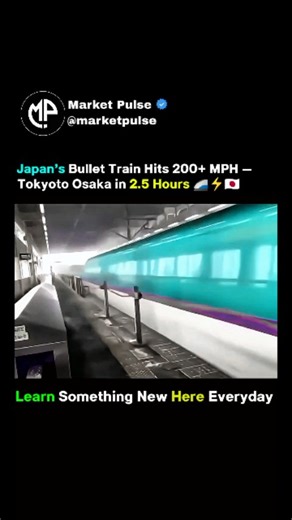 Market Pulse on Instagram: "Japan’s bullet train uses aerodynamic nose design, lightweight aluminum bodies, active suspension, and earthquake-detection systems to safely cruise at over 200 mph. Precision-engineered tracks, real-time monitoring, and millimeter-level alignment reduce vibration and drag, allowing Tokyo to Osaka travel in about 2.5 hours. It’s not speed alone — it’s disciplined engineering, redundancy, and obsessive safety standards that make this possible. science experiments, scie