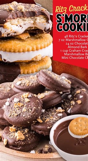 RITZ CRACKER SMORES COOKIES! 🍫 48 Ritz's Crackers 🍫 7 oz Marshmallow Crème 🍫 24 oz Chocolate Almond Bark 🍫 1 cup Graham Crackers crushed 🍫 Marshmallow Bits 🍫 Mini Chocolate Chips #familymeals #Thanksgiving #fblifestyle #holiday #EasyDinners #Christmas | Recipes by kamika