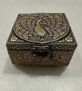 Peacock Embossed Indian Jewelry Box: Rajwadi Red Velvet Trinket Storage - Etsy