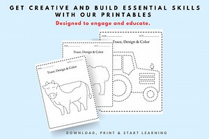 Farm Animal Outlines Tracing and Coloring Pages for Kids | Barnyard Activity Worksheets PDF Pattern - Etsy