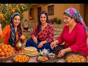 IRAN Village Life 🍞 Rustic Breakfast & Clay-Oven Bread | Mountain Harvest 🔥 Cooking
