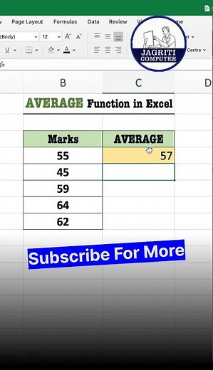 Average function in excel #excel #computer #shorts #shortsfeed #motivation