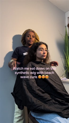 Cute Beach Wave Curls on Synthetic Wig