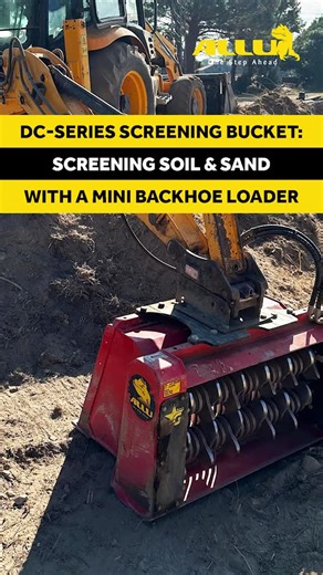 ALLU Group on Instagram: "The ALLU DC-Series Screening Bucket is specially designed for mini excavators and skid steers, bringing ALLU’s trusted performance to projects both big and small. Mounted on a mini backhoe loader, it becomes a compact and efficient solution for screening soil and sand—even in tight or urban environments. This powerful combo helps to: ✅ Screen, separate, and crush materials such as soil, sand, compost, and biomass ✅ Boost productivity on-site ✅ Minimize the need for extr