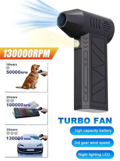 Portable Electric Air Blower Turbo Jet Fan Mini Dust Blower Adjustable Wind Speed Duster Rechargeable Motor High-Speed Violent Fan Dust Blower For Car,Computer, Keyboard, House And Outdoor | SHEIN