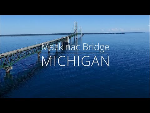 Aerial view of Mackinac Bridge by a Phantom 3 Pro Drone - 4K