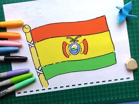 Como Dibujar la Bandera de Bolivia Paso a Paso | Dibujos de Banderas