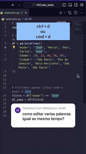 Shortcuts to edit the same words at the same time in VSCode