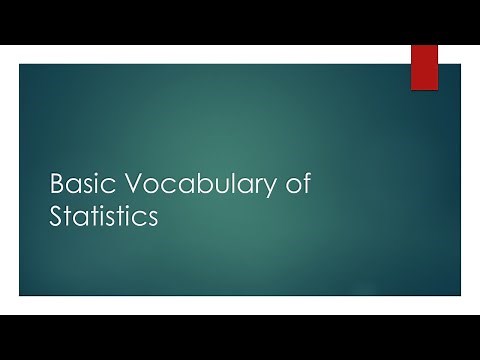Basic Vocabulary of Statistics