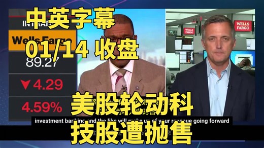 01/14收盘，富国银行发布财报，纳指下跌1.5%，原油价格跳水，11月零售额增长，贝莱德发布调查报告 | 彭博社 | 中英字幕 | Bloomberg |