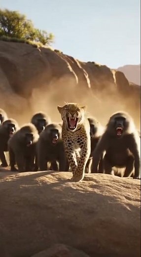 A cornered leopard makes an incredible move — face a rowdy group of aggressive baboons! 🐒