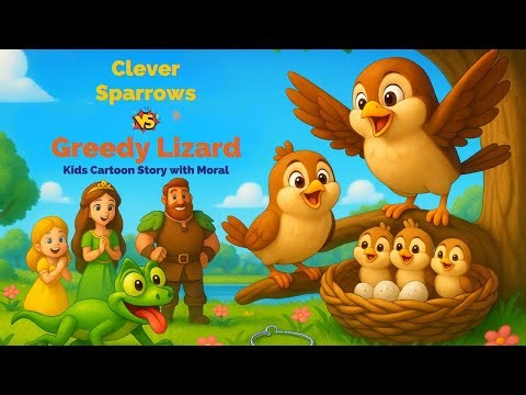 Clever Sparrows vs Greedy Lizard | Kids Cartoon Story with Moral