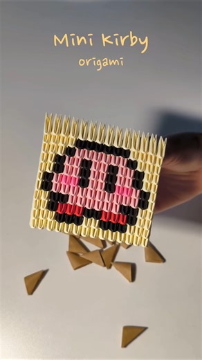 Mini Kirby 3d origami pixel art 💛