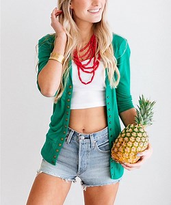 Want a trend-right wardrobe that suits your modern lifestyle? Three-quarter-sleeve snap cardigans fit the bill to a tee. | Zulily