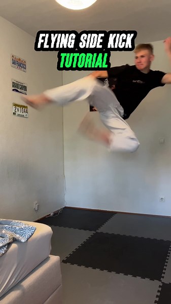 Flying sidekick tutorial🔥🥋#taekwondo #martialarts #sidekick #sports #karate #viral