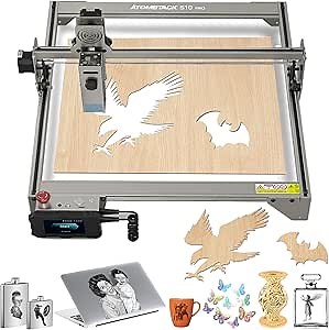 ATOMSTACK S10 Pro Laser Engraver, Laser Class 4, 10000mW Output Laser Power, Laser Engraving Machine with Touchscreen, Laser Cutter for Thick Wood and Acrylic DIY Cutting, Support Offline Engraving