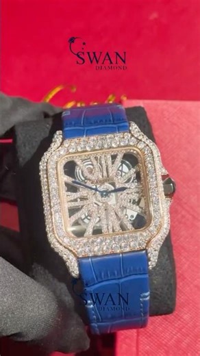 🔥 Cartier Skeleton Watch with Blue Leather Band | Custom Luxury Cartier Design 💎⌚