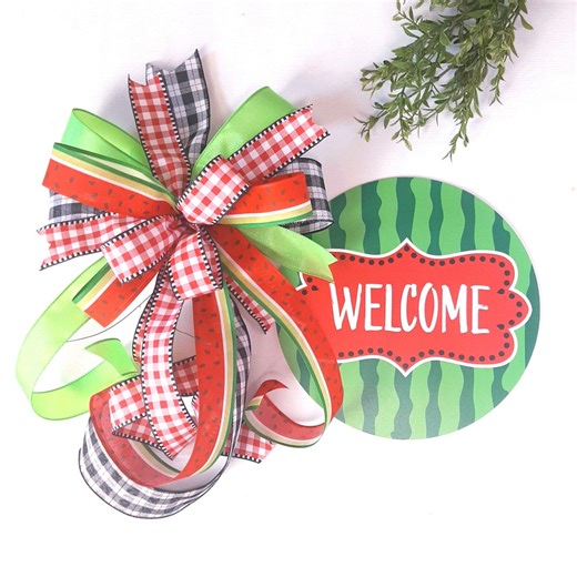 Watermelon Wreath DIY Kit, Craft Supply, Summer Outdoor Decor, Bow and Sign for Summer, Multi Ribbon Bow, Housewarming Gift,home Decor - Etsy