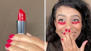 How to cover dark circles with red lipstick